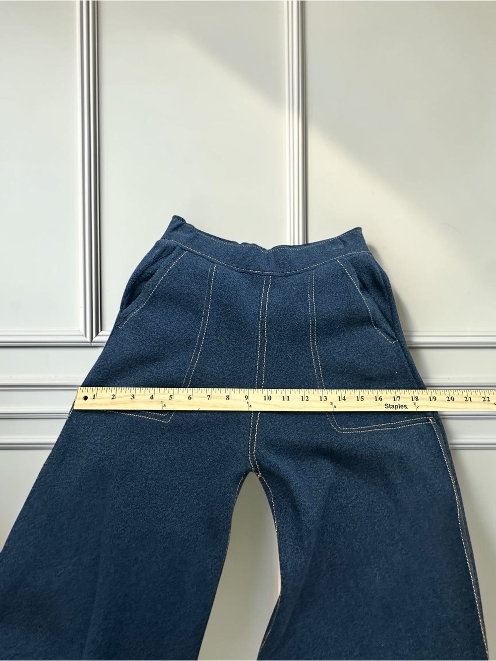 Zara High Rise Wide Leg Knit Pull On Pants.
Denim Blue. Size : Small - Picture 6 of 11